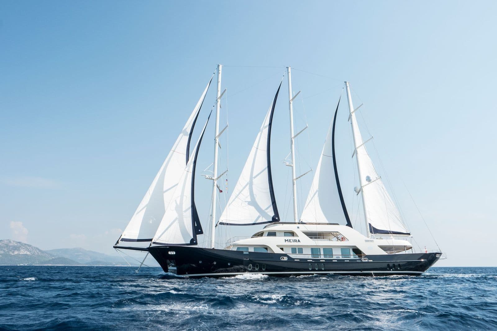 M/S MEIRA under way with her three masts and sails set