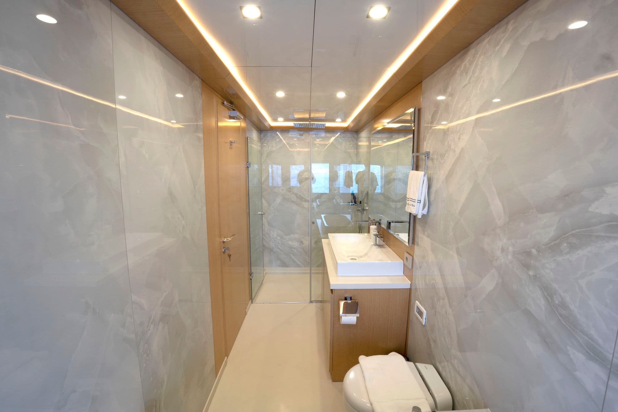 Shower area of the master cabin bathroom