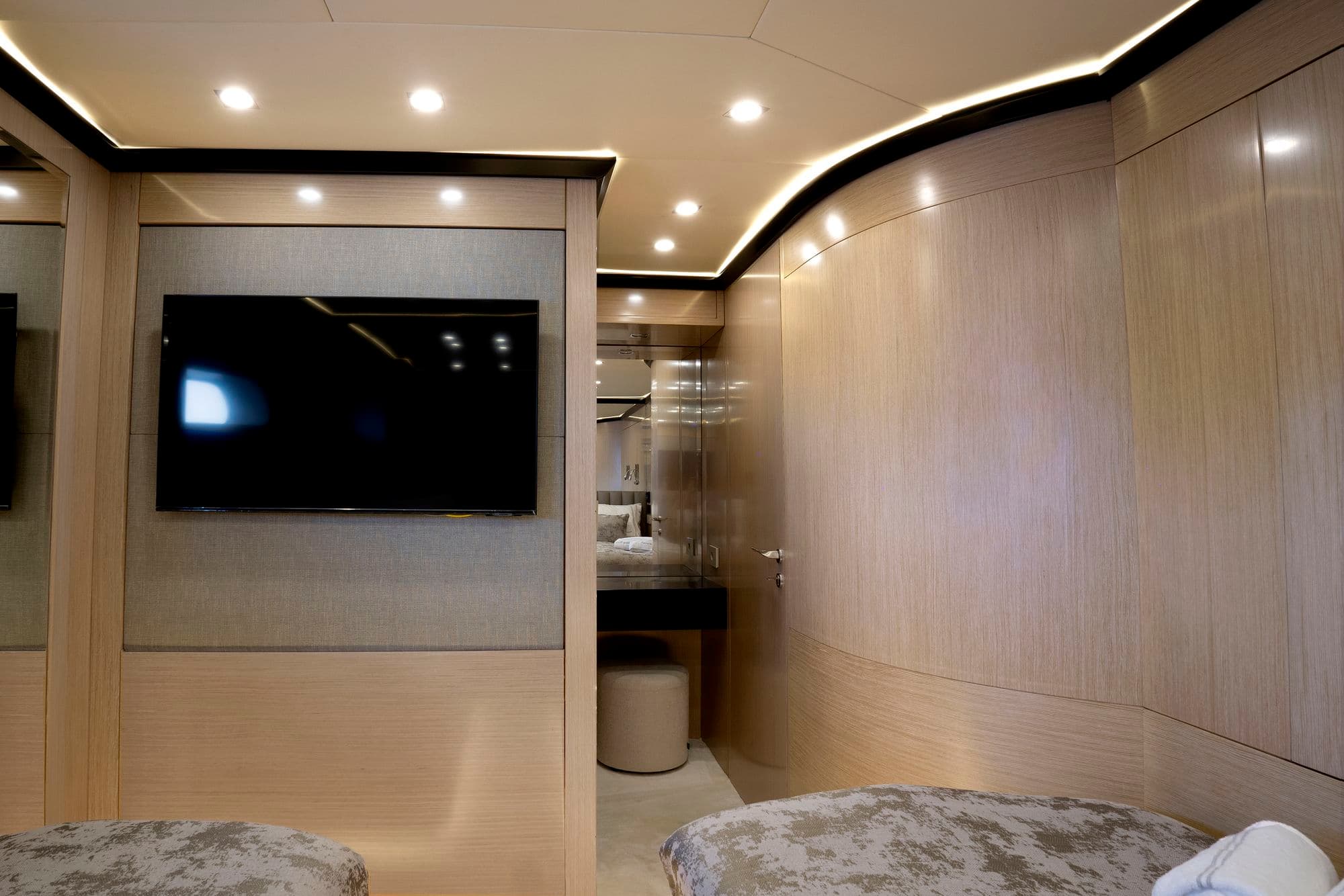 Television unit in the twin cabin