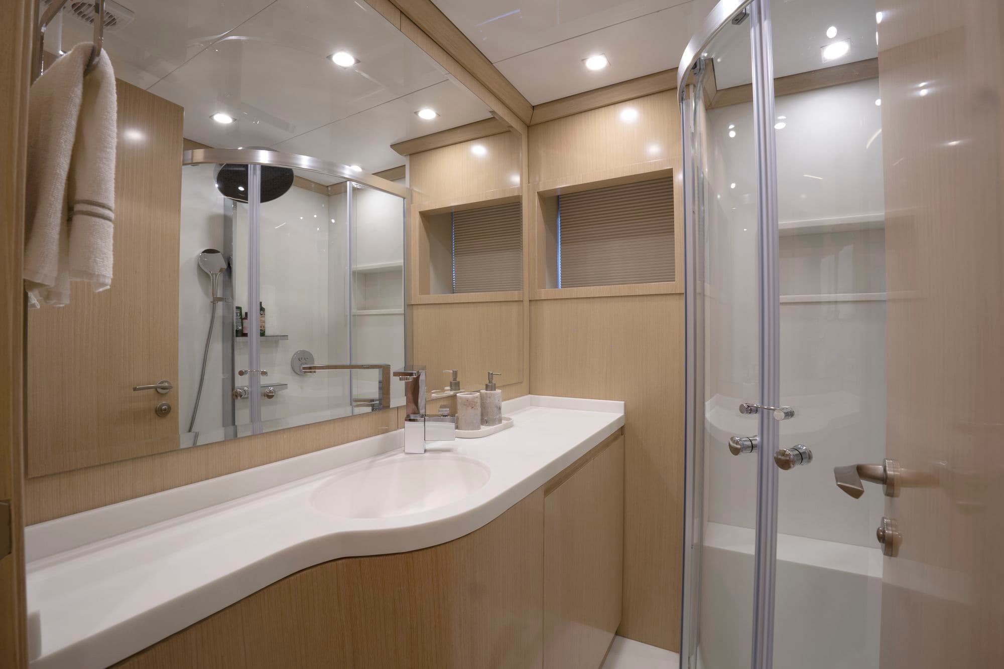 Bathroom with shower in the twin cabin