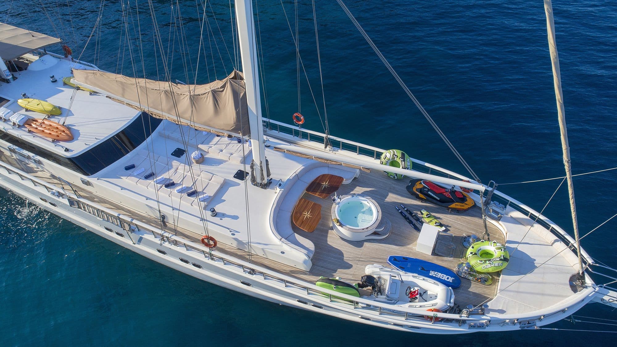 The deck and jacuzzi of Queen of Salmakis from the air