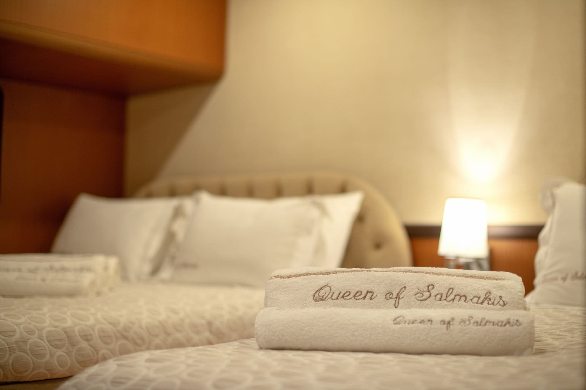 Towels embroidered with Queen of Salmakis