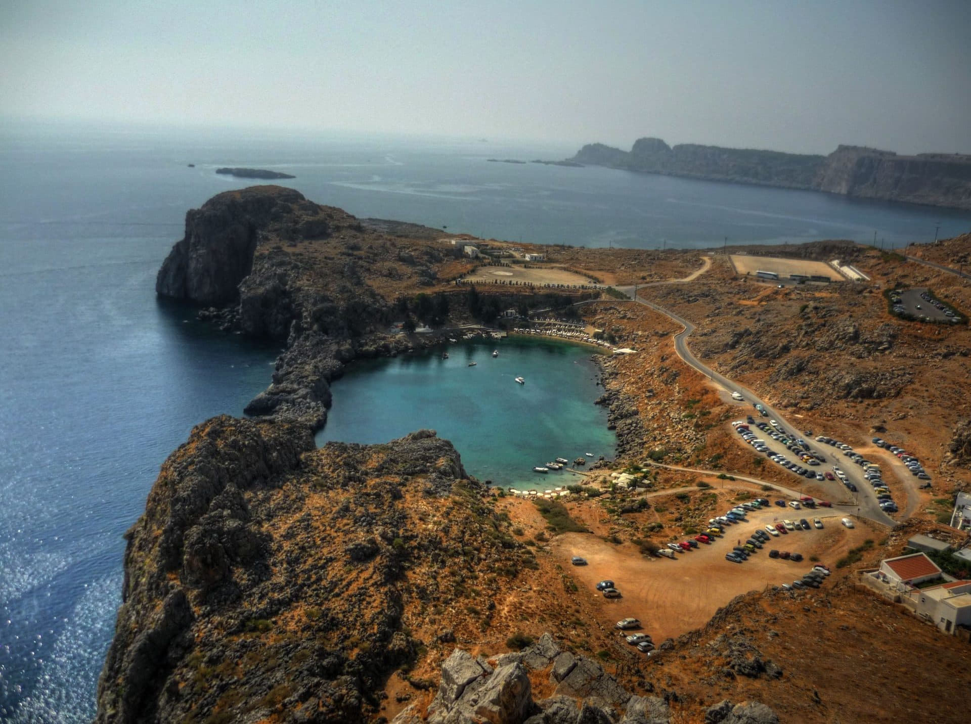 St Paul's Bay from the Acropolis of Lindos, Rhodes