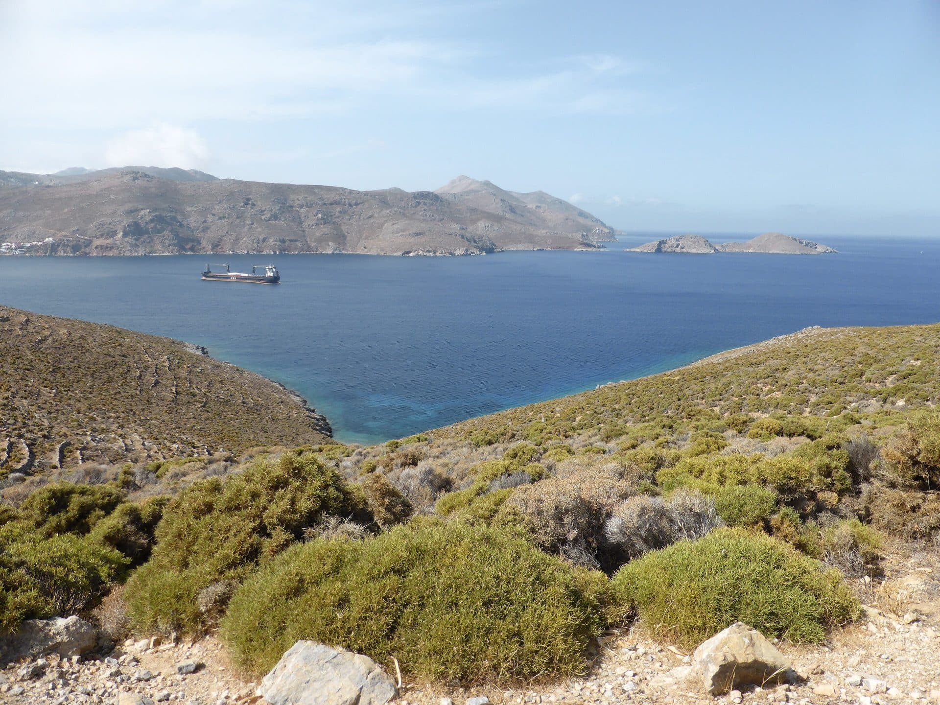 Livadia Bay on Tilos, seen from the hillside