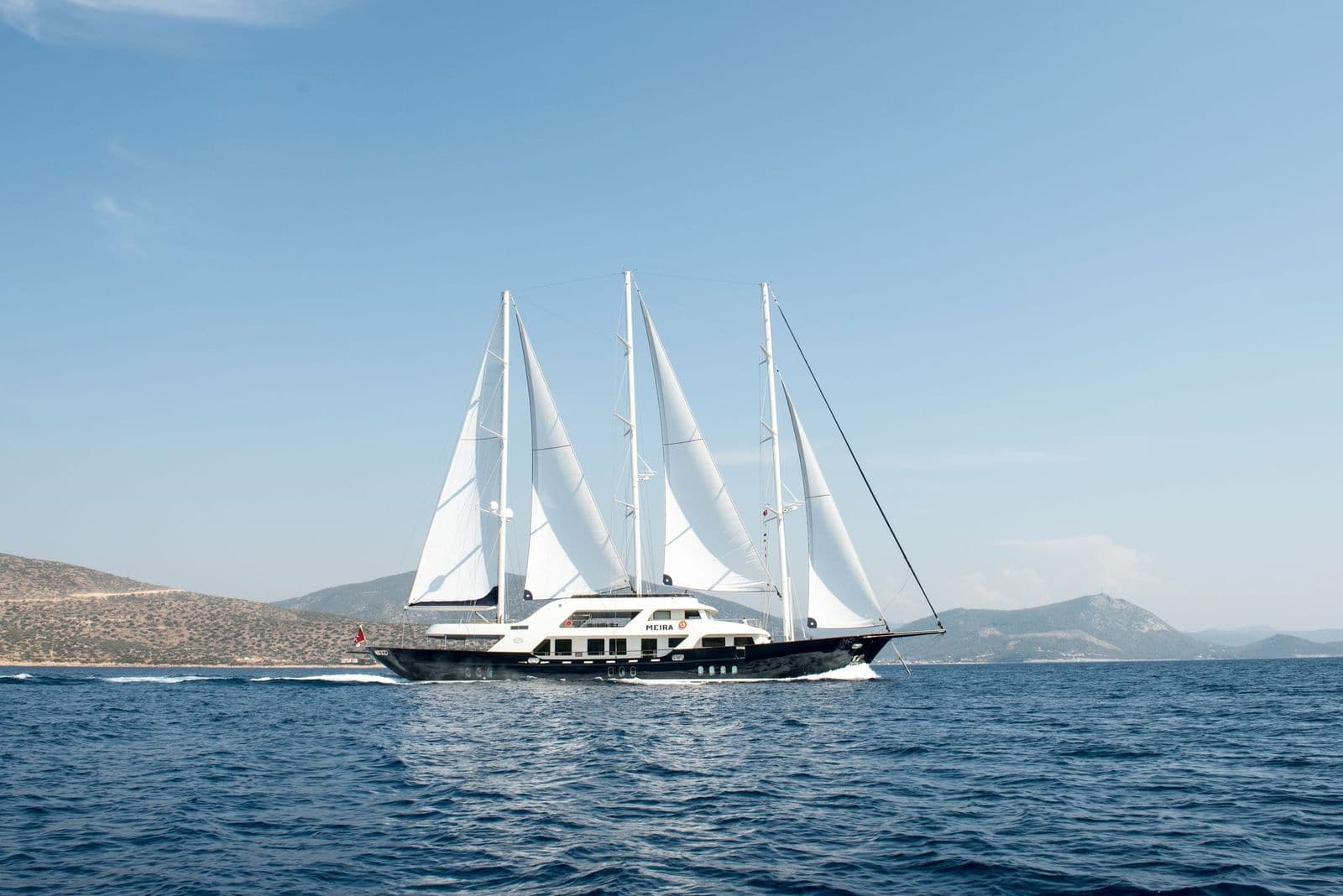 M/S MEIRA under full sail off the Aegean coast