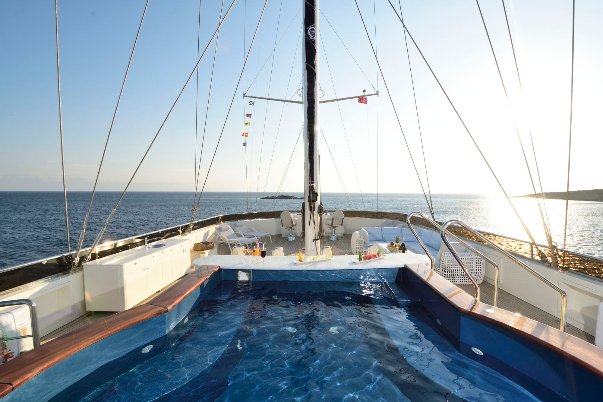 The pool on the flybridge deck of M/S MEIRA